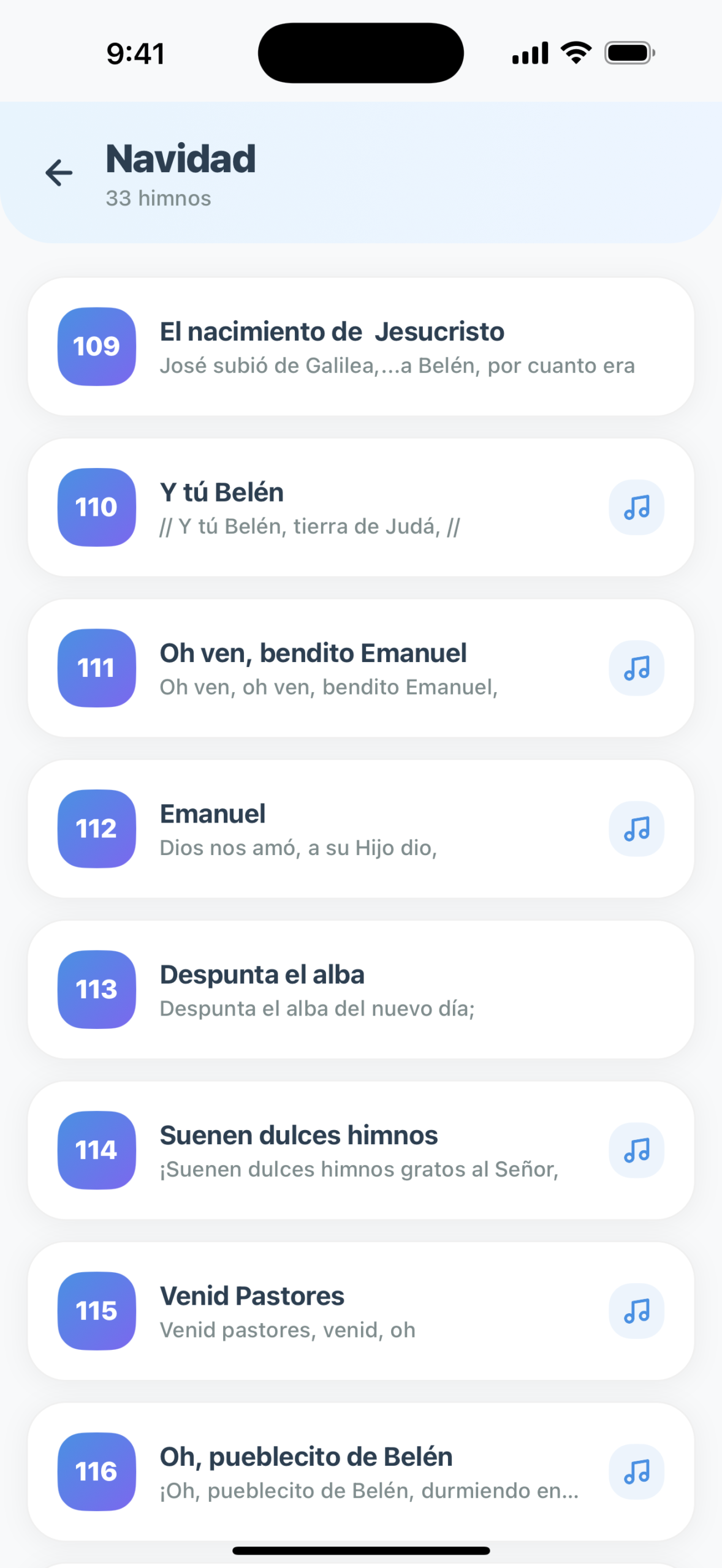 Iconos de audio en una colección